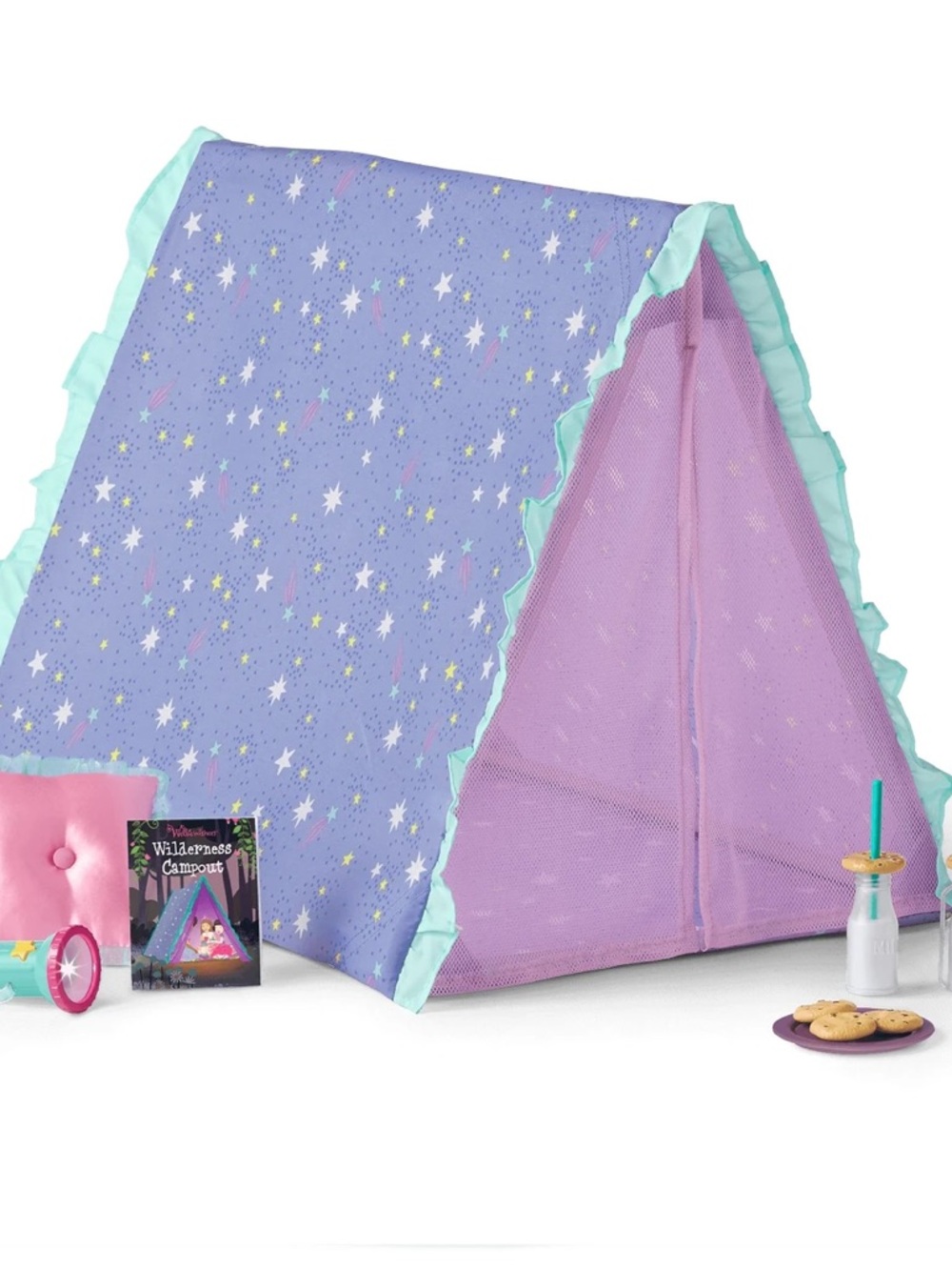American Girl Purple Star Print Play Tent with Mint Trim